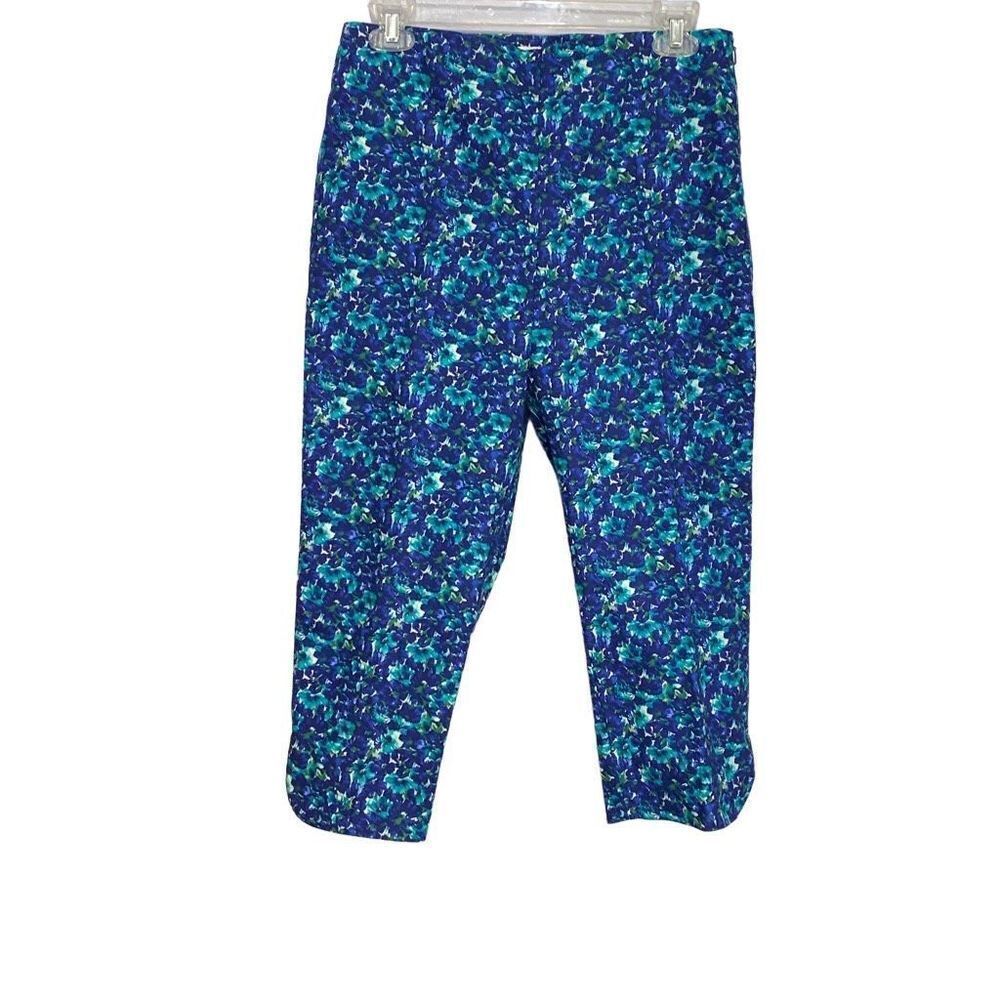 New Talbots Heritage Capri Pants Size 6P Blue and Green Floral with Side Hidden